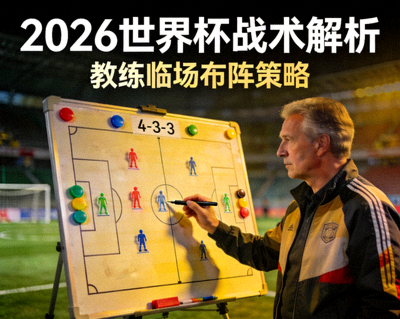 2026年世界杯战术分析专栏文章配图，教练在战术板上布置阵型